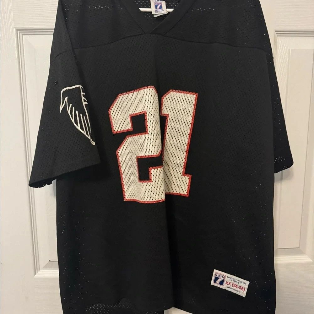 Vintage Logo 7 Black Football Jersey with Number 21 - Falcons